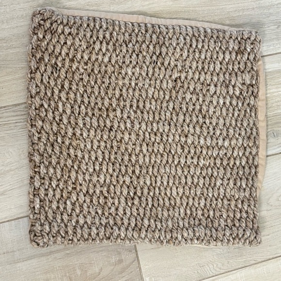 SOUTHERN LIVING Brown Wool Blend Jute Chunky Woven Square Pillow Cover 18” X 18” - Picture 1 of 6